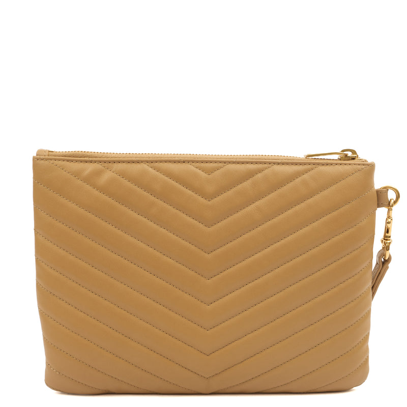 Picture of Saint Laurent Clutch Monogram Pouch A5 in Neutral, Leather