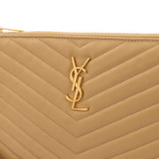 Picture of Saint Laurent Clutch Monogram Pouch A5 in Neutral, Leather
