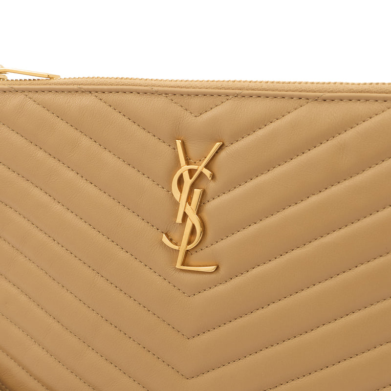 Picture of Saint Laurent Clutch Monogram Pouch A5 in Neutral, Leather
