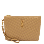 Picture of Saint Laurent Clutch Monogram Pouch A5 in Neutral, Leather