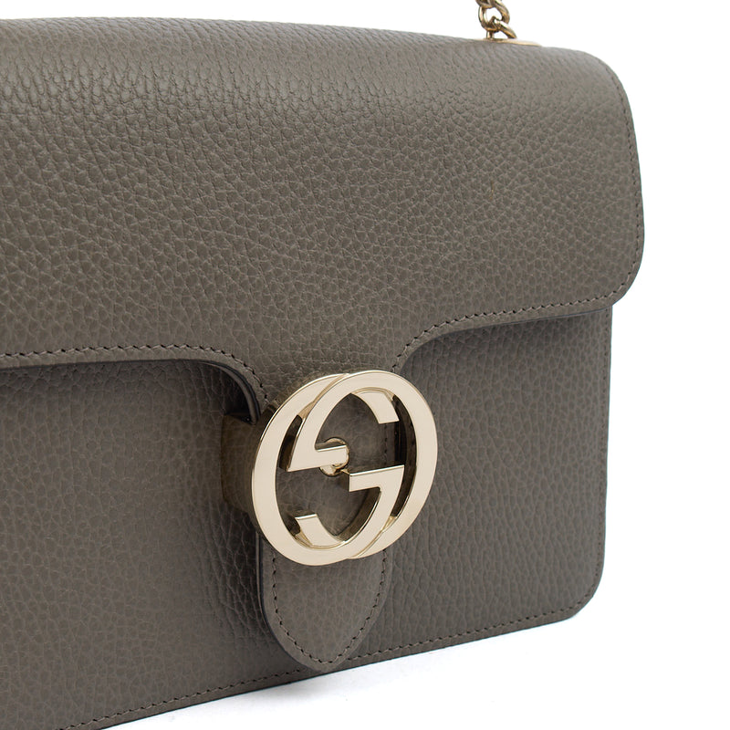 Picture of Gucci Cross Body Dollar Interlocking GG Bag - Small in Grey, Leather