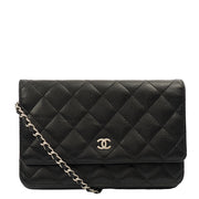 Picture of Chanel Cross Body Wallet on Chain in Black, Caviar Leather