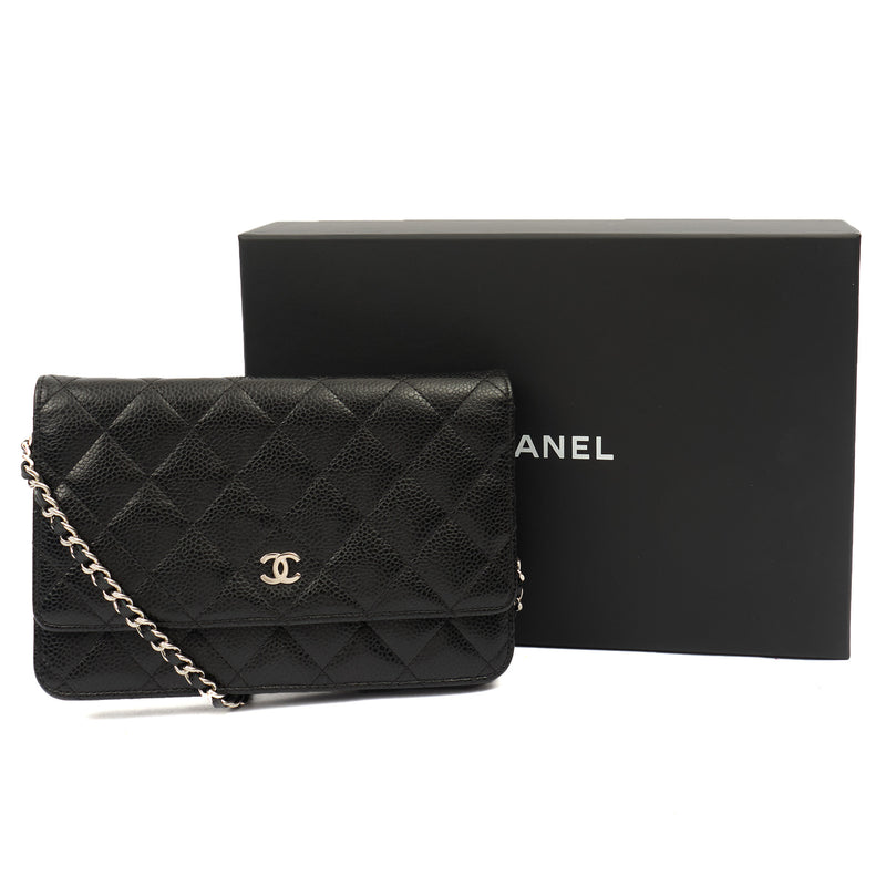 Picture of Chanel Cross Body Wallet on Chain in Black, Caviar Leather