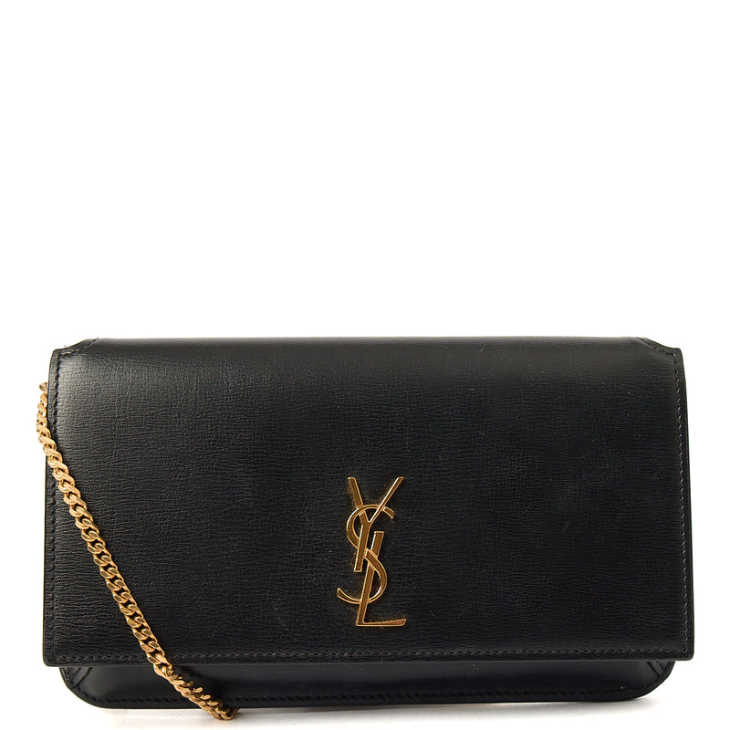 Picture of Saint Laurent Cross Body Cassandre Phone Holder in Black, Calfskin Leather