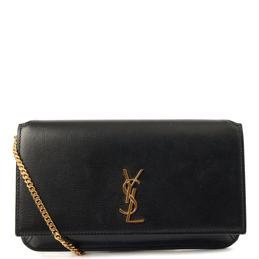 Picture of Saint Laurent Cross Body Cassandre Phone Holder in Black, Calfskin Leather