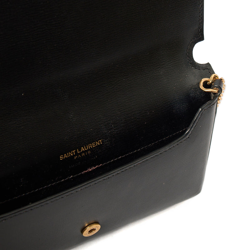 Picture of Saint Laurent Cross Body Cassandre Phone Holder in Black, Calfskin Leather
