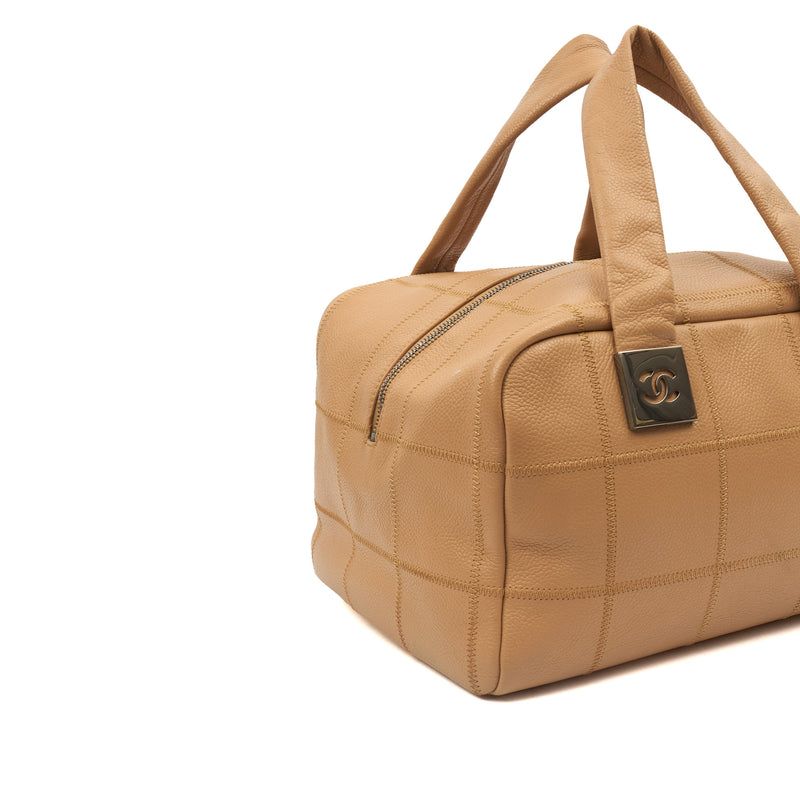 Picture of Chanel Top Handle LAX Square Quilted Bowler Bag in Neutral, Calfskin Leather