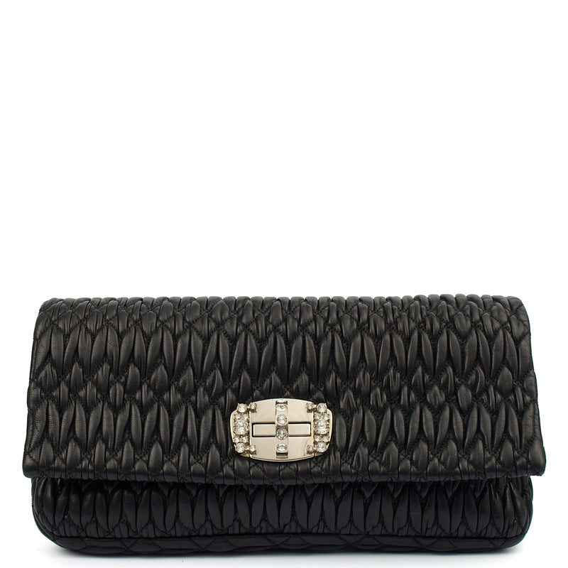Picture of Miu Miu Clutch Shoulder Bag in Black, Leather