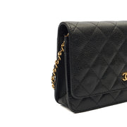 Picture of Chanel Cross Body Wallet on Chain in Black, Caviar Leather