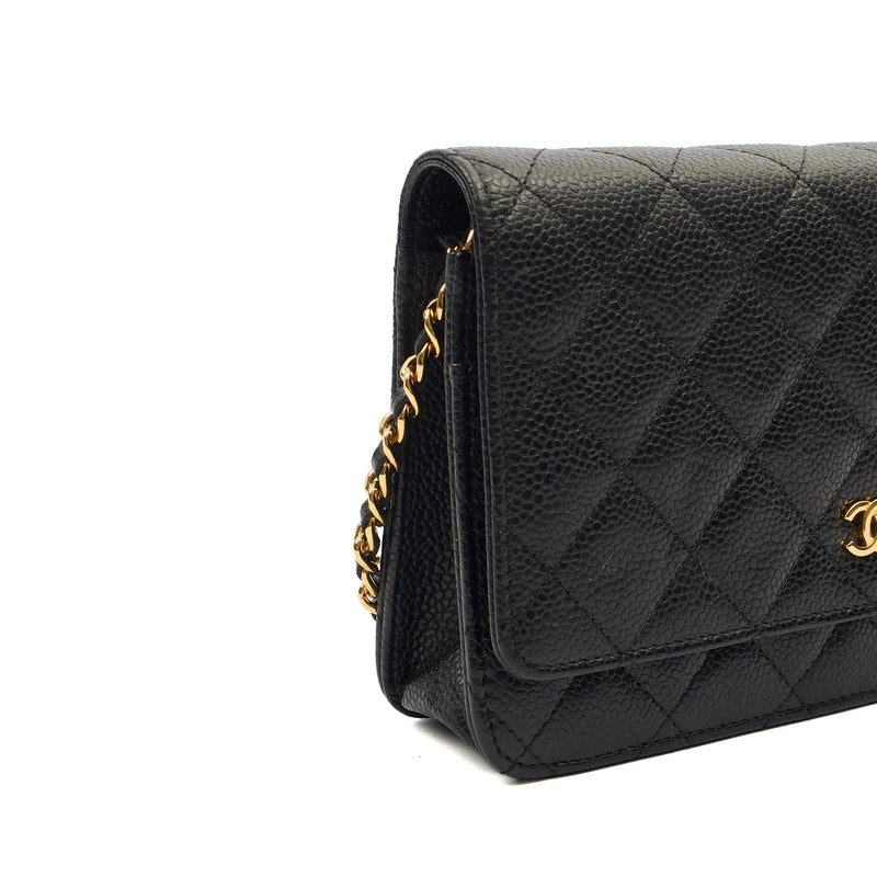 Picture of Chanel Cross Body Wallet on Chain in Black, Caviar Leather