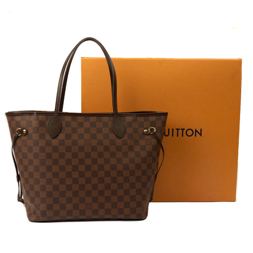 Picture of Louis Vuitton Tote Neverfull MM in Damier Ebene, Leather
