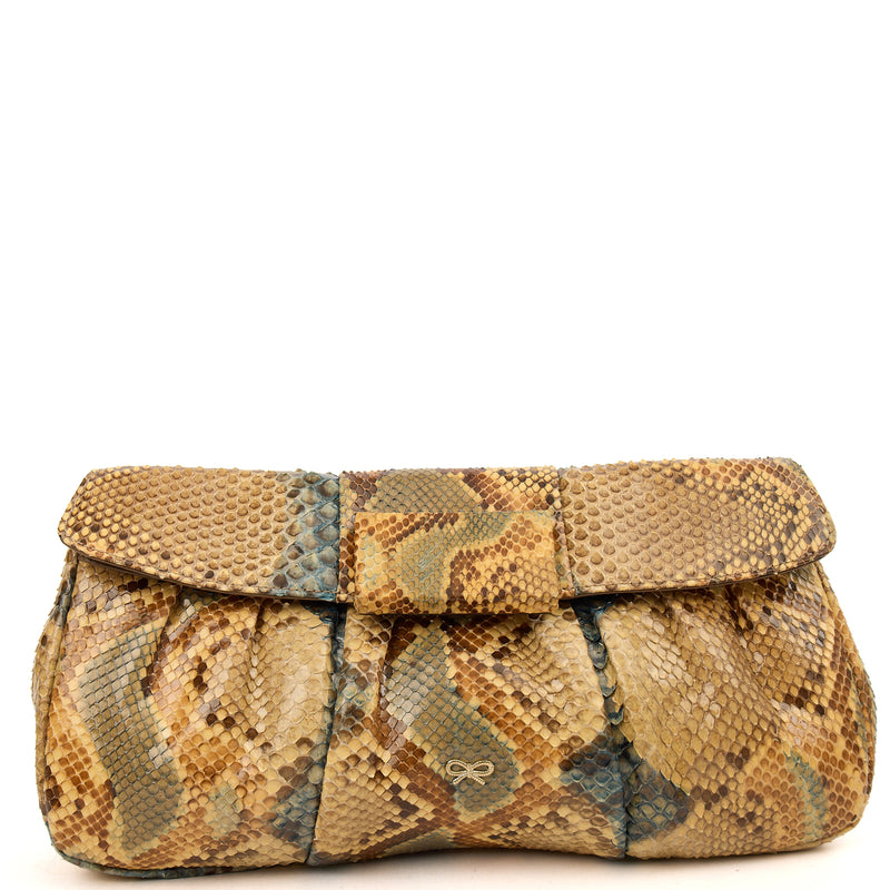Picture of Anya Hindmarch Clutch Clutch in Neutral, Python Leather