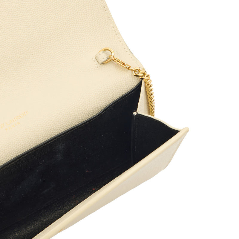 Picture of Saint Laurent Cross Body Uptown Chain Wallet in Neutral, Leather