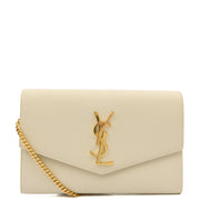 Picture of Saint Laurent Cross Body Uptown Chain Wallet in Neutral, Leather