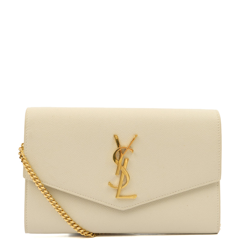 Picture of Saint Laurent Cross Body Uptown Chain Wallet in Neutral, Leather
