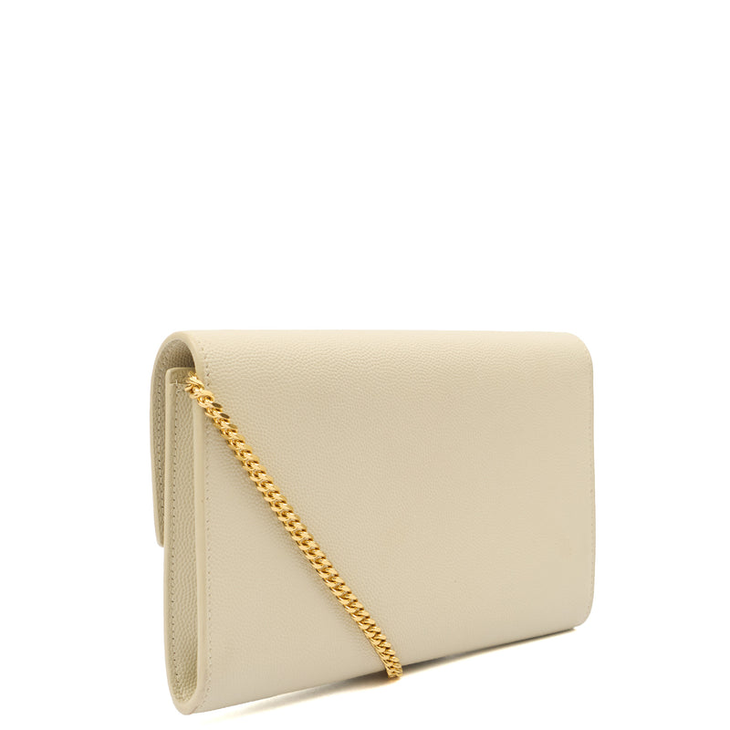 Picture of Saint Laurent Cross Body Uptown Chain Wallet in Neutral, Leather