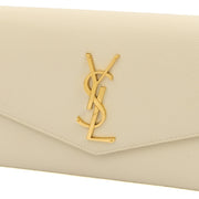 Picture of Saint Laurent Cross Body Uptown Chain Wallet in Neutral, Leather