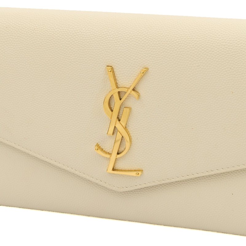 Picture of Saint Laurent Cross Body Uptown Chain Wallet in Neutral, Leather
