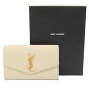 Picture of Saint Laurent Cross Body Uptown Chain Wallet in Neutral, Leather