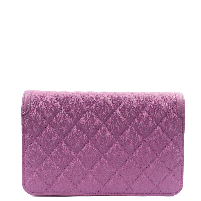 Picture of Chanel Cross Body CC Filigree Clutch With Chain in Purple, Caviar Leather