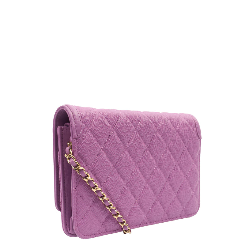 Picture of Chanel Cross Body CC Filigree Clutch With Chain in Purple, Caviar Leather
