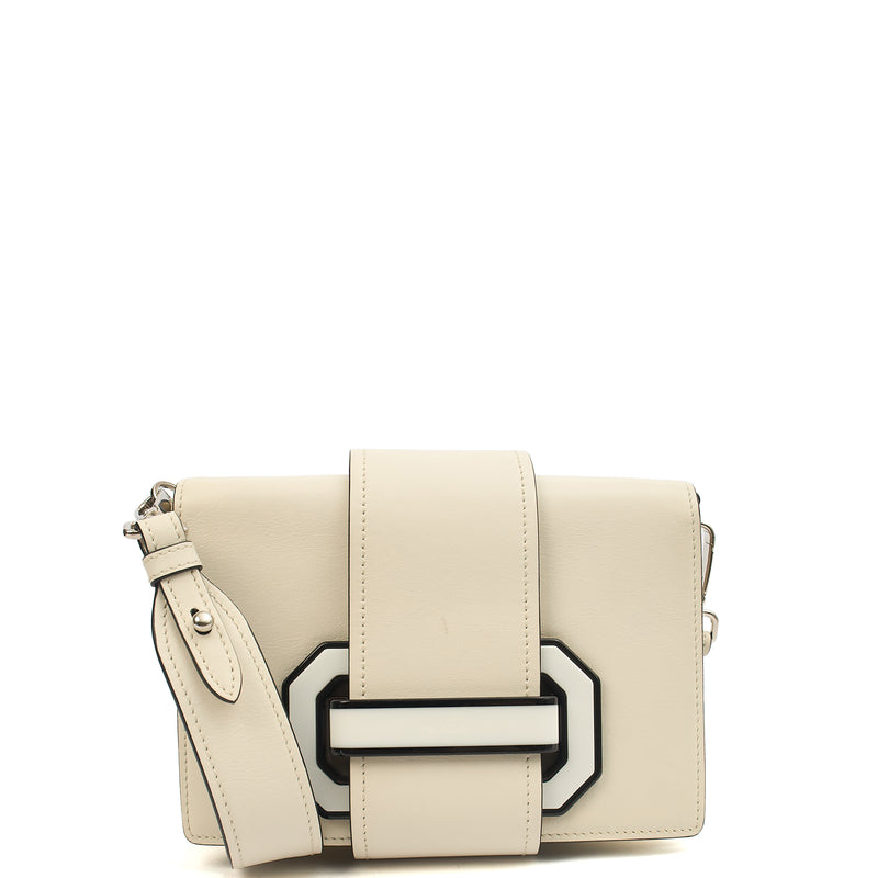 Picture of Prada Shoulder Bag City Calf Metal Ribbon in White, Leather