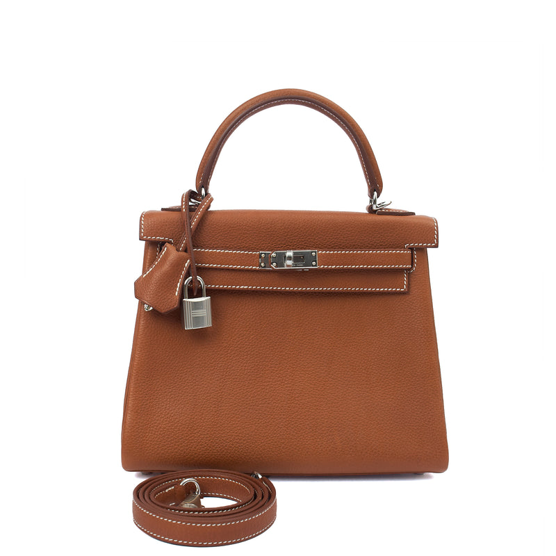 Picture of Hermes Top Handle Kelly 25 in Gold, Togo Leather