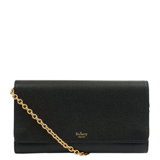 Picture of Mulberry Cross Body Wallet on Chain in Black, Calfskin Leather