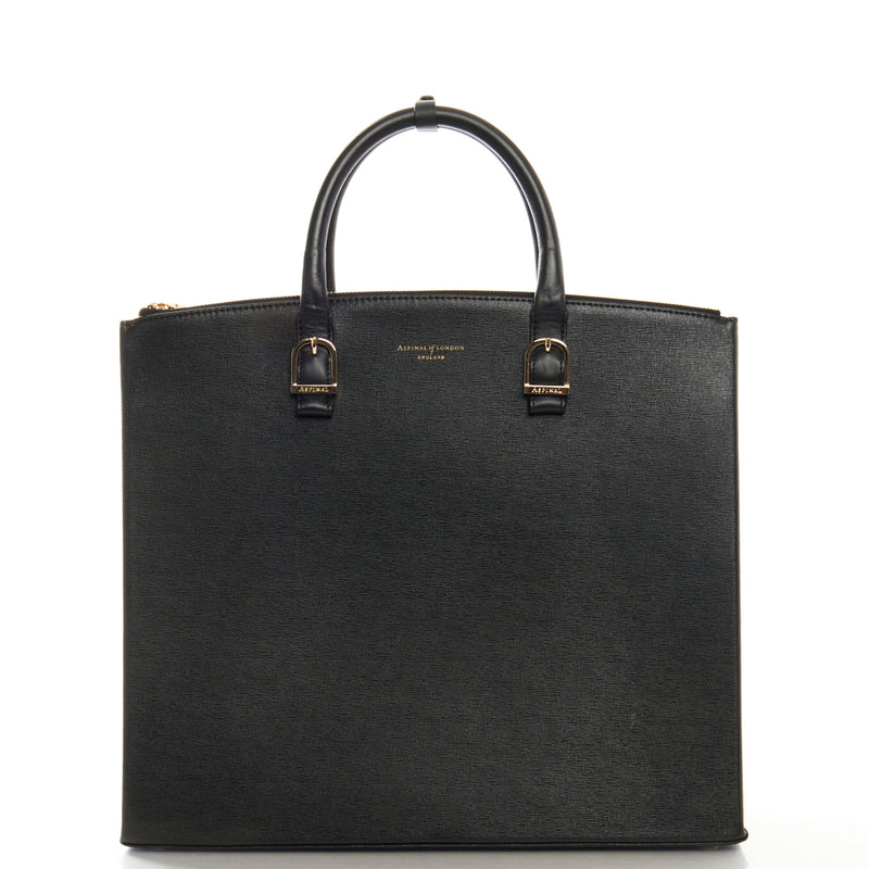 Picture of Aspinal of London Tote Editors Bag- Medium in Black, Leather