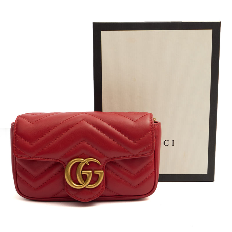 Picture of Gucci Cross Body Marmont Shoulder Flap Bag - Mini in Red, Leather