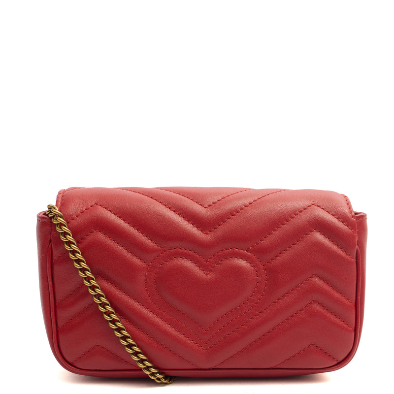 Picture of Gucci Cross Body Marmont Shoulder Flap Bag - Mini in Red, Leather