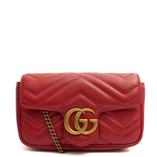 Picture of Gucci Cross Body Marmont Shoulder Flap Bag - Mini in Red, Leather