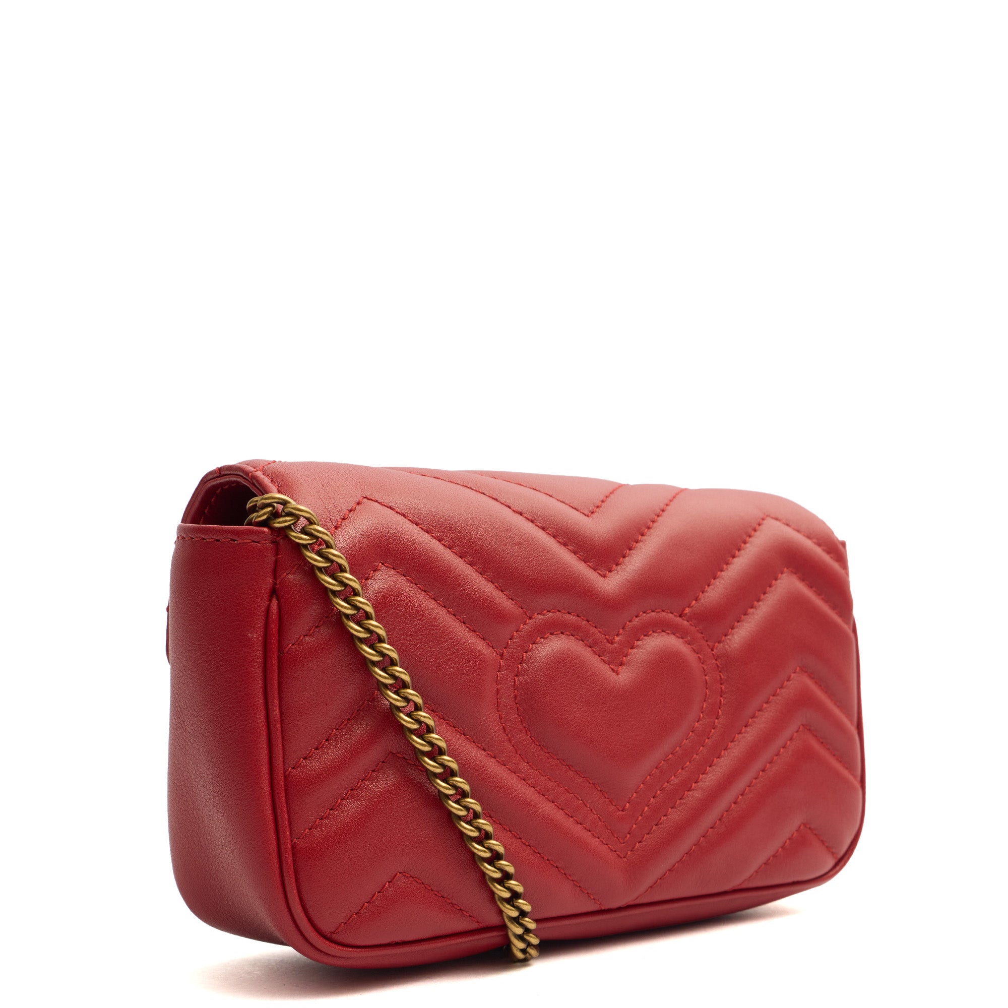 Gucci Cross Body Marmont Shoulder Flap Bag - Mini in Red, Leather