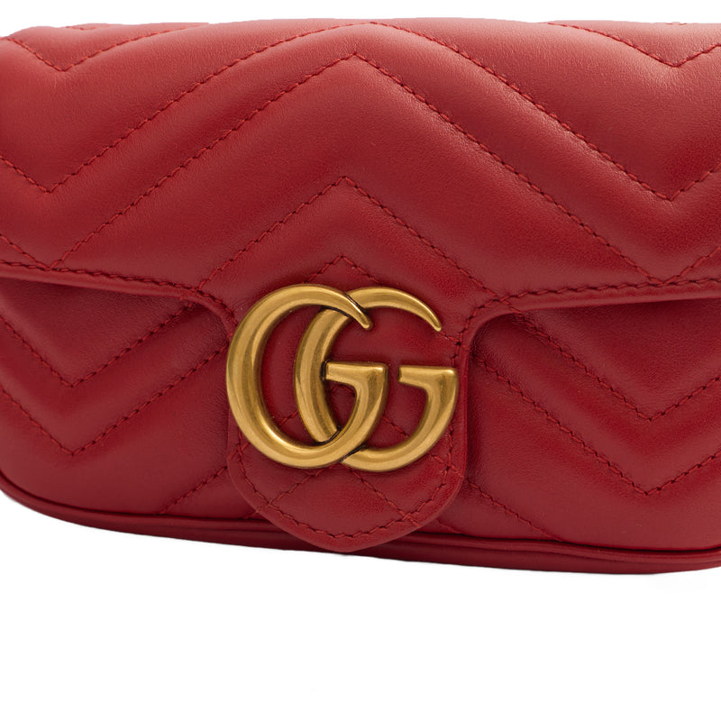 Picture of Gucci Cross Body Marmont Shoulder Flap Bag - Mini in Red, Leather
