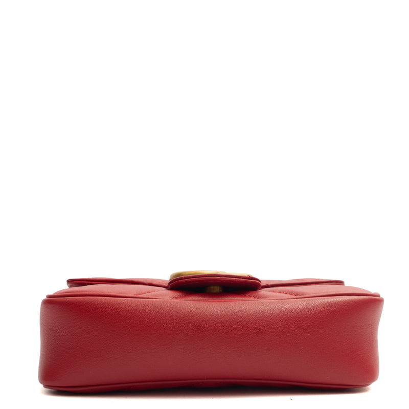 Picture of Gucci Cross Body Marmont Shoulder Flap Bag - Mini in Red, Leather