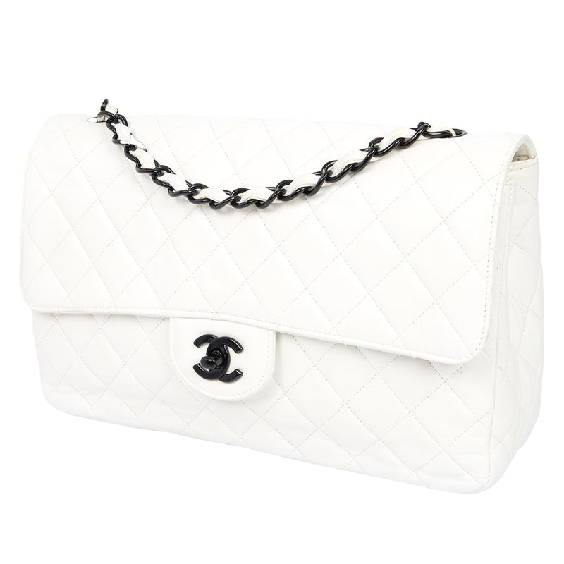 Picture of Chanel Classic Single Flap - Large in White, Leather