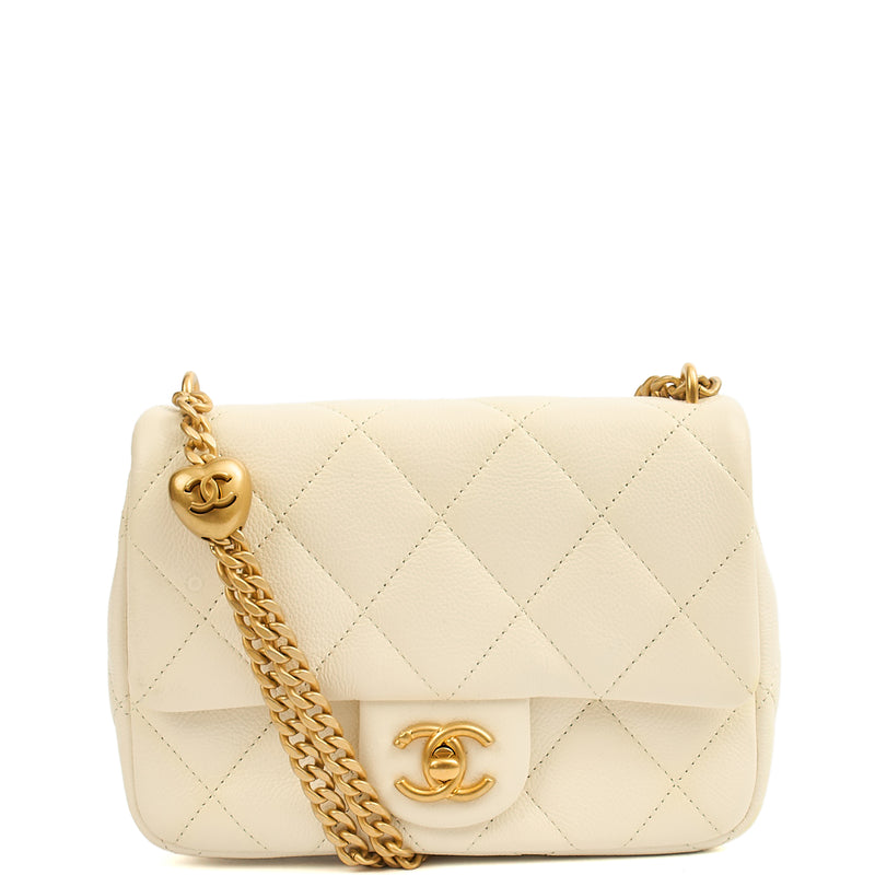 Picture of Chanel Cross Body Pearl Crush Square Flap Bag - Mini in White, Caviar Leather
