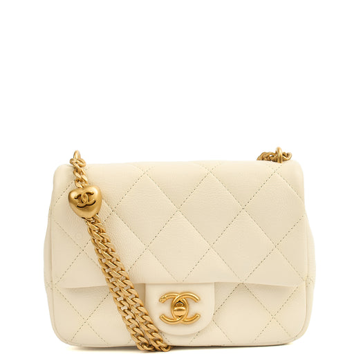 Picture of Chanel Cross Body Pearl Crush Square Flap Bag - Mini in White, Caviar Leather