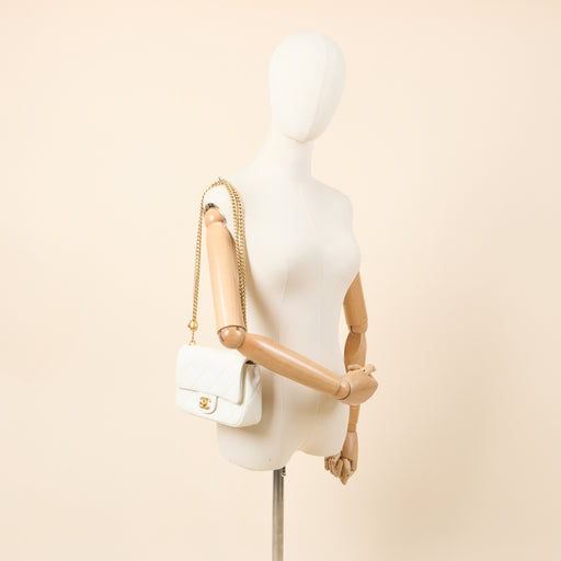 Picture of Chanel Cross Body Pearl Crush Square Flap Bag - Mini in White, Caviar Leather