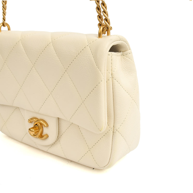 Picture of Chanel Cross Body Pearl Crush Square Flap Bag - Mini in White, Caviar Leather