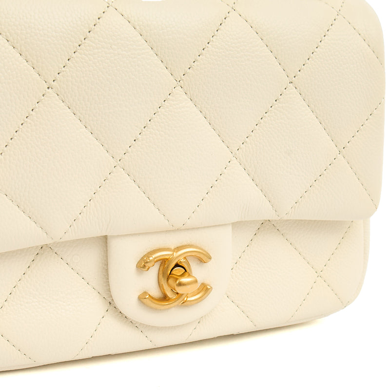 Picture of Chanel Cross Body Pearl Crush Square Flap Bag - Mini in White, Caviar Leather