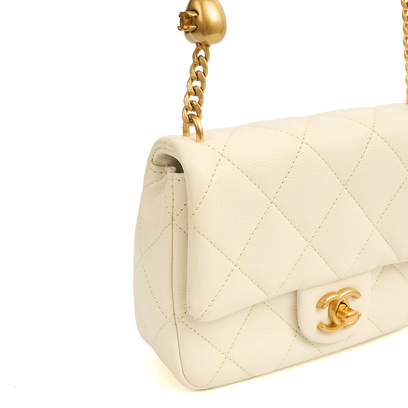 Picture of Chanel Cross Body Pearl Crush Square Flap Bag - Mini in White, Caviar Leather