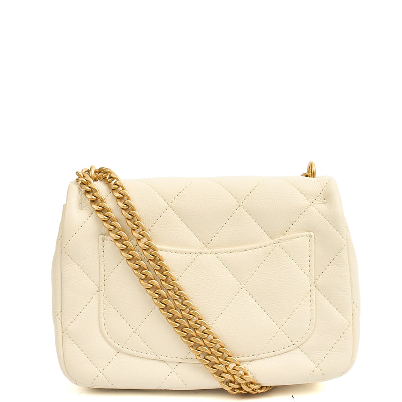 Picture of Chanel Cross Body Pearl Crush Square Flap Bag - Mini in White, Caviar Leather