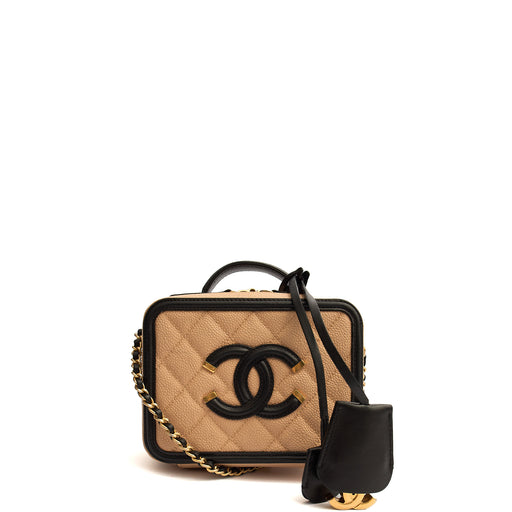 Picture of Chanel Cross Body CC Filigree Vanity Case in Neutral, Caviar Leather
