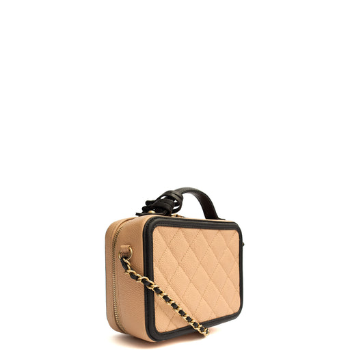 Picture of Chanel Cross Body CC Filigree Vanity Case in Neutral, Caviar Leather