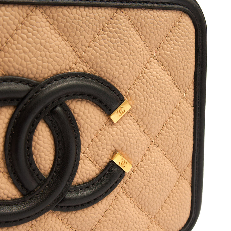 Picture of Chanel Cross Body CC Filigree Vanity Case in Neutral, Caviar Leather