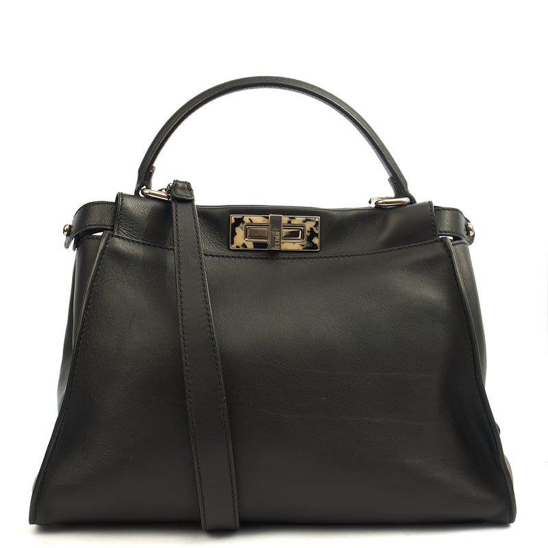 Picture of Fendi Top Handle Peekaboo - Medium in Black, Leather