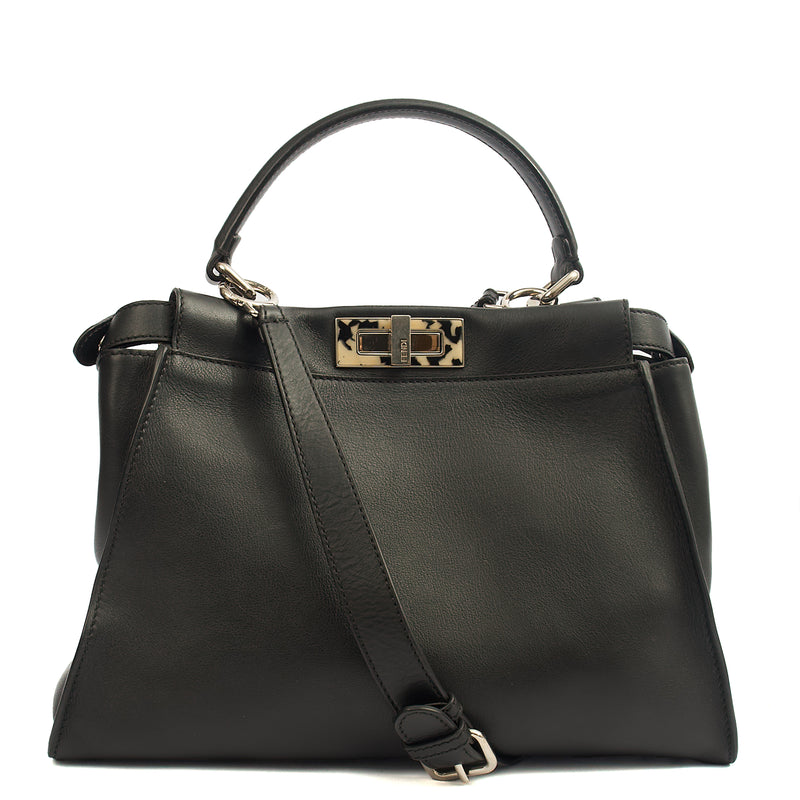 Picture of Fendi Top Handle Peekaboo - Medium in Black, Leather