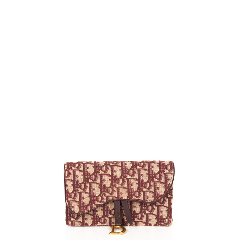 Picture of Christian Dior Mini Bag Saddle Belt Pouch in Burgundy, Oblique Jacquard Canvas