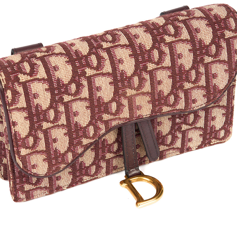 Picture of Christian Dior Mini Bag Saddle Belt Pouch in Burgundy, Oblique Jacquard Canvas